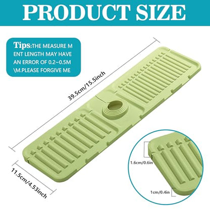 Faucet Mat for Kitchen Sink, Silicone Faucet Handle Drip Catcher Tray Mat, Silicone Kitchen Sink Splash Guard, Ideal Protective Tray for Stone Sinks in Kitchen & Bathroom - color: Green