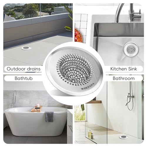 2 Pack Shower Drain Hair Catcher, 4.4" Anti-Clog Shower Drain Cover | Reversible Flip Clean, Fast Drainage, Anti-Slip Base, Rust-Proof, Large Capacity, for Bathtub & Shower Drains, Patented - color: Silver Silver