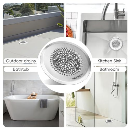2 Pack Shower Drain Hair Catcher, 4.4" Anti-Clog Shower Drain Cover | Reversible Flip Clean, Fast Drainage, Anti-Slip Base, Rust-Proof, Large Capacity, for Bathtub & Shower Drains, Patented - color: Silver Silver