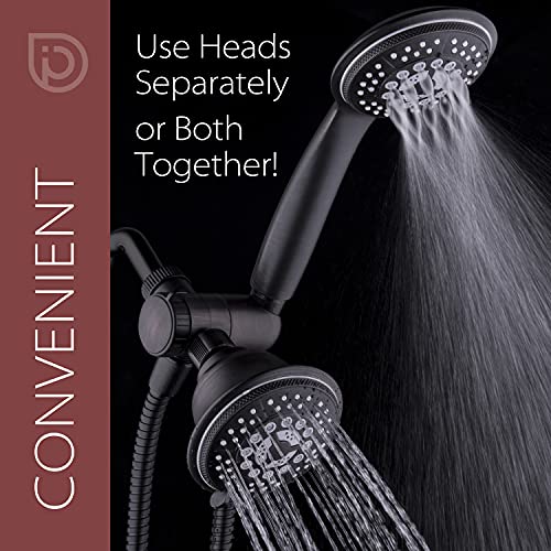 High Pressure 24-Function Dual 2-in-1 Handheld Shower Head Combo | With Self-clean Nozzles, 3-way Anti-swivel Water Diverter, and Premium Stainless Steel Hose / Bronze Finish - color: Oil Rubbed Bronze, size: 2.5 Gallon Per Minute