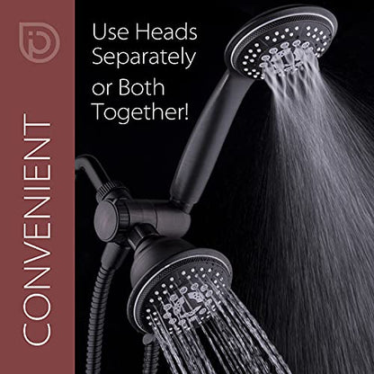 High Pressure 24-Function Dual 2-in-1 Handheld Shower Head Combo | With Self-clean Nozzles, 3-way Anti-swivel Water Diverter, and Premium Stainless Steel Hose / Bronze Finish - color: Oil Rubbed Bronze, size: 2.5 Gallon Per Minute