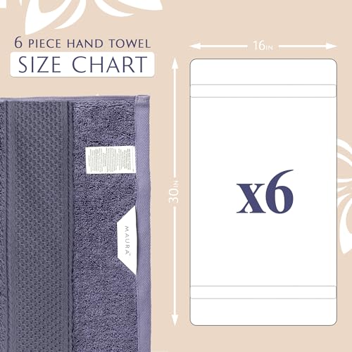 MAURA Indigo Blue Hand Towels for Bathroom. Luxury Turkish Cotton Bath Hand Towels Set of 6. Ultra-Soft, Thick & Plush - Denim Blue - color: Denim Blue, size: Hand Towel (6-Pack)