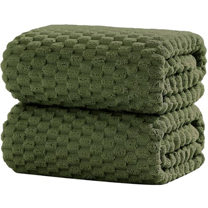2 Piece Bath Towel Set, 40"x80" Microfiber Towels,Olive Green | Microfibers，Extra-large size，Quick dry，Highly Absorbent，Big and Tall users，2Bath towels 2Hand towels 2Washcloths - color: Olive Green, size: Bath Sheet-2PCS