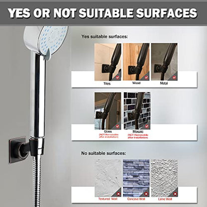 Shower Head Holder Adjustable Handheld Shower Head Bracket Adhesive Shower Wall Mount Holder Brass Shower Wand Holder Oil-Rubbed Bronze, Glue Installation - color: Oil Rubbed Bronze