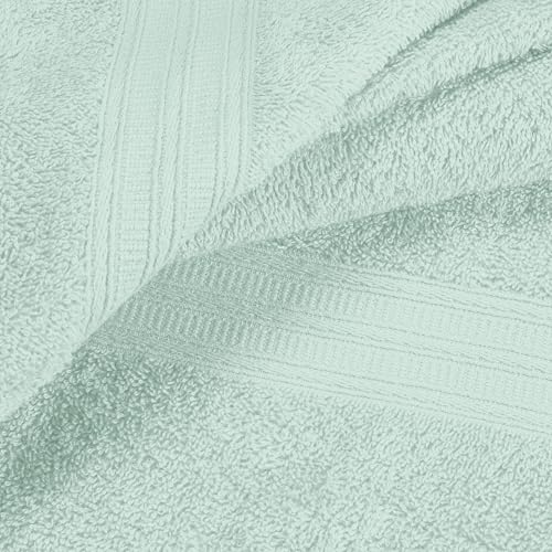 BOUTIQUO 6 Pack Cotton Towel Set, Contains 2 Bath Towels 27x54 inch, 2 Hand Towels 16x24 inch & 2 Wash Coths 12x12 inch, Ideal Everyday use, Ultra Soft Compact & Lightweight - Sea Green - color: Sea Green, size: 6 Piece Towel Set