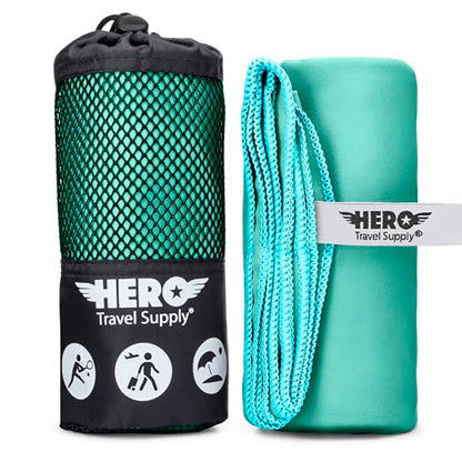 Hero Microfiber Large Beach Towel Compact for Travel (Aquamarine, 40" x 72") - color: Aquamarine, size: 40" x 72"