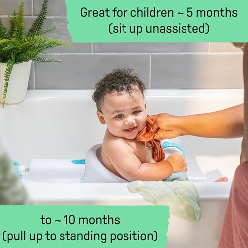 Ingenuity My Bath Seat for Sit-Up Baby Bathing, Sure & Secure Suction Cups, ASTM Safety Tested & Approved, Backrest for Assisted Sitting, Easy Setup & Storage, Aqua - color: Aqua
