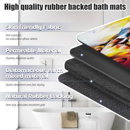 Bathroom Runner Mat Rugs Long,Golden Cool Lion King Lovely Design Diatomite Stone Bath Mat Large Absorbent Diatomaceous Earth Mat Non Slip Fast Dry Shower Mat Bathroom Rugs Floor Mat 16x42in - color: Design01
