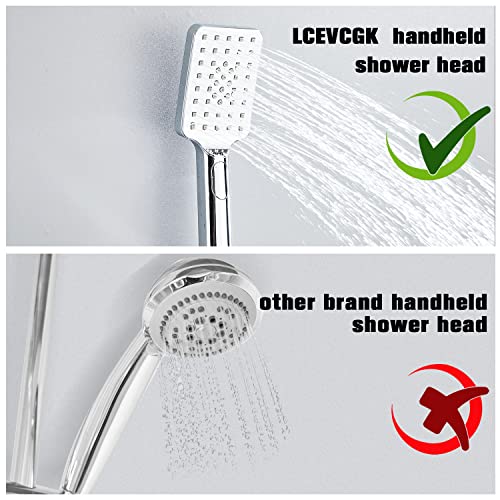 Shower System, Shower Faucet Set Complete Square Rain Shower Combo Set with 8 inch Rainfall Shower Head System Bathroom Wall Mounted 3-Setting Handheld Shower,Chrome - color: Chrome, style: 8 Inch With 3-Setting
