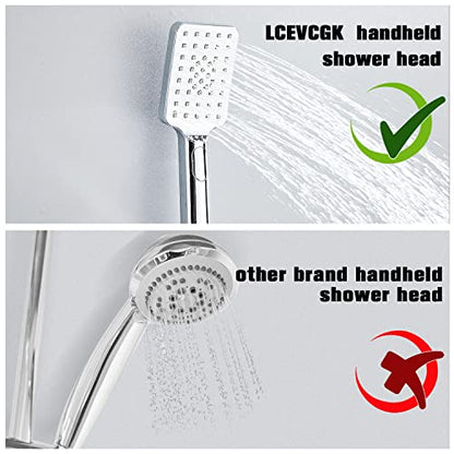 Shower System, Shower Faucet Set Complete Square Rain Shower Combo Set with 8 inch Rainfall Shower Head System Bathroom Wall Mounted 3-Setting Handheld Shower,Chrome - color: Chrome, style: 8 Inch With 3-Setting