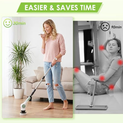 3‑Speed Electric Spin Scrubber with 10 Replaceable Heads Adjustable Handle