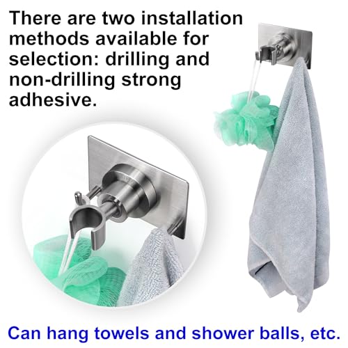 All Metal Shower Head Holder with Adhesive and Screw Two Install Methods | Adjustable Solid Stainless Steel Handheld shower holder for wall, Showerhead Wand Bracket, Brushed Nickel - style: A-Style Brushed