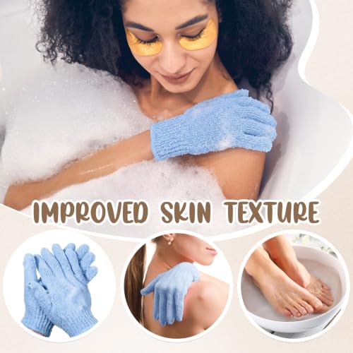 Didaey 104 Pcs Exfoliating Glove Bulk Shower Gloves with Hanging Loop Exfoliating Body Scrubber Dead Skin Remover for Body Bath Beauty Spa Massage Scrubs Men Women Bathing (Light Blue) - color: Light Blue