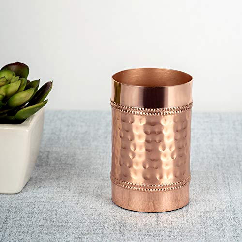 nu Steel Hudson Copper Decorative Stainless Steel Tumbler Cup for Bathroom Vanity Countertops for Rinsing,Drinking,Storing Dental Accessories and Organizing Makeup Brushes,Eye Liners-Copper (HSC5H)