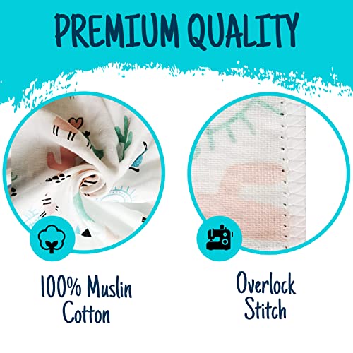 Baby Swaddle Blanket and Washcloths Set,12 Pieces Muslin Cotton Baby Swaddle Wrap and Wash Cloths Unisex for Boys and Girls, 4 Pack for 40 x 40 Inches and 8 Pack for 8 x 10 Inches - color: Animal Friends