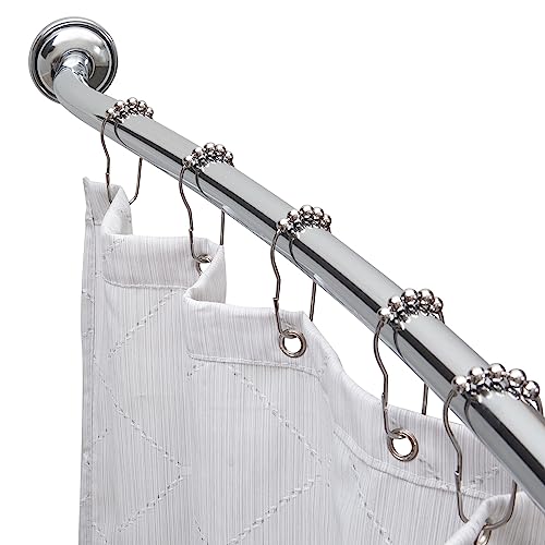 Bath Bliss Curved Shower Rod | Adjustable 42"-72" Inch | Bathroom Shower Curtain and Liner Rod | 33% More Space | Wall Mounted | Easy Installation | Chrome - color: Chrome