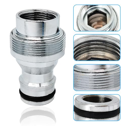 1pcs Brass Faucet Tap Quick Connector Adapter Kit,16mm Female Thread x 1mm Pitch Connector,Universal Faucet Adapter for Washing Machine And Pressure Washer(Silver) - size: 16mm Female Thread x 1mm