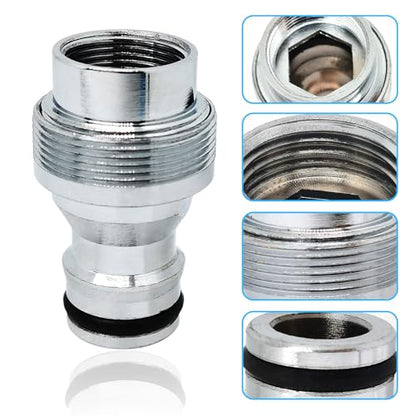 1pcs Brass Faucet Tap Quick Connector Adapter Kit,16mm Female Thread x 1mm Pitch Connector,Universal Faucet Adapter for Washing Machine And Pressure Washer(Silver) - size: 16mm Female Thread x 1mm