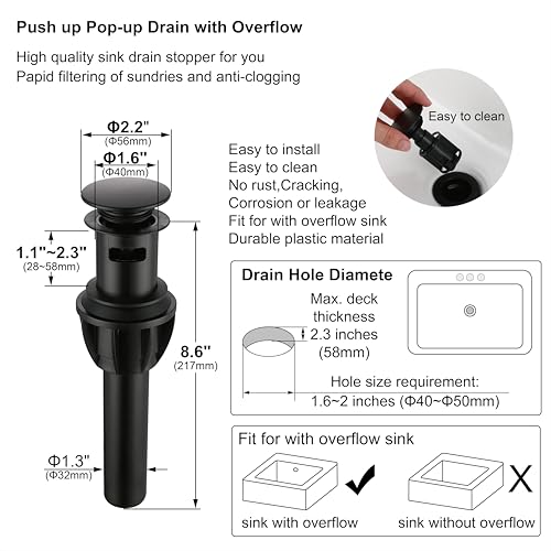 Matte Black 4 Inch Centerset Bathroom Sink Faucet 3 Hole with Pop up Drain | Derengge High Arc Classic 2-Handle Bathroom Faucet, Vanity Lavatory Faucet with 360° Swivel Spout，F-4501-MT - color: Matte Black