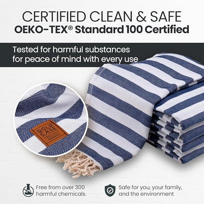 Gold CASE Turkish Beach Towel Set of 5 – 100% Cotton Beach Towels Oversized 70x38'' – MYRA Quick Dry Swim Towel – Lightweight Turkish Towels Set in Navy Blue - color: Navy Blue, size: Beach-Bath Towel Set of 5