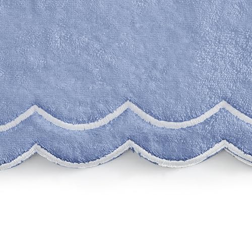 Peri Home 2 Piece Cotton Bath Towel Set, Embroidered, Blue, White Scallop - color: Blue With White Scallop, size: 2 Bath Towel
