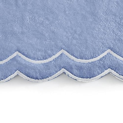 Peri Home 2 Piece Cotton Bath Towel Set, Embroidered, Blue, White Scallop - color: Blue With White Scallop, size: 2 Bath Towel