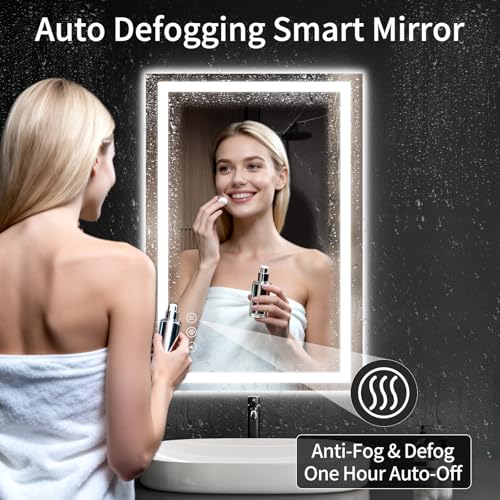 26"x38" LED Bathroom Mirror with Lights, Dimmable, Anti-Fog, Lighted Bathroom Vanity Mirror for Wall, Backlit + Front Lit, Memory Function, Shatter-Proof, Tempered Glass - size: 38"L x 26"W