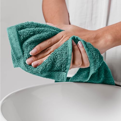 Ocean Towel Set for Bathroom 100% Luxury Cotton Bath Towels Set of 8 (2 Bath Towel and 2 Hand Towel Set & 4 Wash Cloth) - Green Soft Towels Bathroom Set 600 GSM Double Stitched for Durability - color: Green