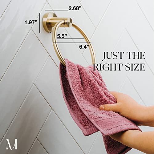Marmolux Acc Brushed Gold Towel Ring - Modern Hand Towel Holder - Stainless Steel Bathroom Towel Rack - Round Hanger - color: Brushed Gold/Brass, size: Towel Ring