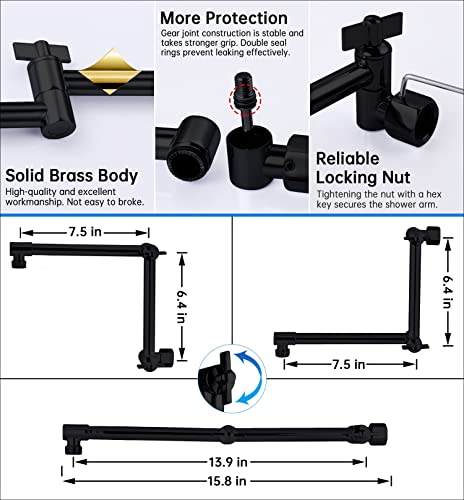 G-Promise All Metal 12 Inches Rainfall Shower Head with Handheld Combo | All Metal, Built to Last, Easy Install, Adjustable Height & Angle for All Heights, Extra Long Hose, Modern Upgrade - color: Matte Black, size: 12 Inches
