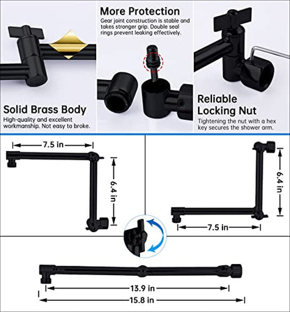 G-Promise All Metal 12 Inches Rainfall Shower Head with Handheld Combo | All Metal, Built to Last, Easy Install, Adjustable Height & Angle for All Heights, Extra Long Hose, Modern Upgrade - color: Matte Black, size: 12 Inches