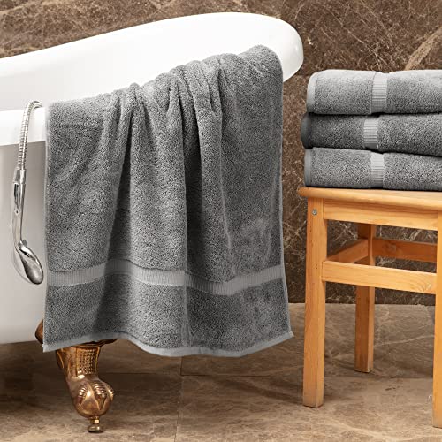 Towel Bazaar 4-Piece Extra Large Bath Towel Set, 100% Premium Cotton Turkish Towels, 30x60 Luxury Towel Super Soft and Absorbent, Perfect Use for Bathroom, Shower Towels - Gray - color: Gray