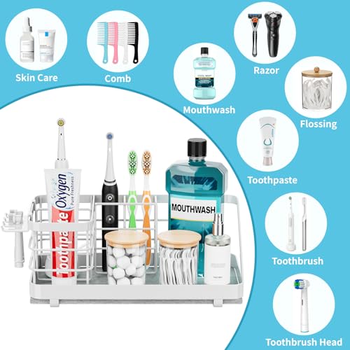 Toothbrush Holders Instant-Drying Organizer - Bathroom Countertop/Wall Mounted Electric Toothbrush Holder - Toothbrush Head Toothpaste Holder, Bathroom Counter Organizers and Storage, White - color: White