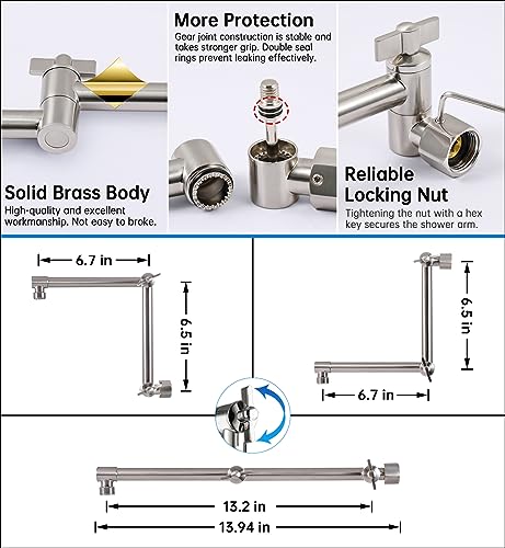 G-Promise All Metal 10 Inches Rainfall Shower Head with Handheld Combo | All Metal, Built to Last, Easy Install, Adjustable Height & Angle for All Heights, Extra Long Hose, Modern Upgrade - color: Brushed Nickel, size: 10 Inches