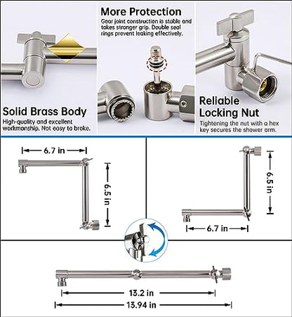 G-Promise All Metal 10 Inches Rainfall Shower Head with Handheld Combo | All Metal, Built to Last, Easy Install, Adjustable Height & Angle for All Heights, Extra Long Hose, Modern Upgrade - color: Brushed Nickel, size: 10 Inches