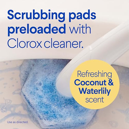 Clorox Scentiva ToiletWand Refills, Coconut and Waterlily, 10 Count | Disposable Toilet Brush Scrubbing Pads, Eliminates Hard Water and Lime Stains 2X Better than a Manual Brush