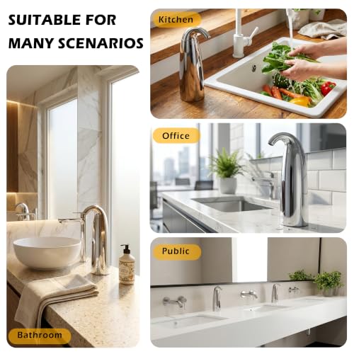 Convenient Automatic Soap Dispenser,4 Adjustable Levels Touchless Hand Sanitizer Pump with Infrared Sensor, Countertop Electric Dispenser for Bathroom,Kitchen - color: Polished Chrome