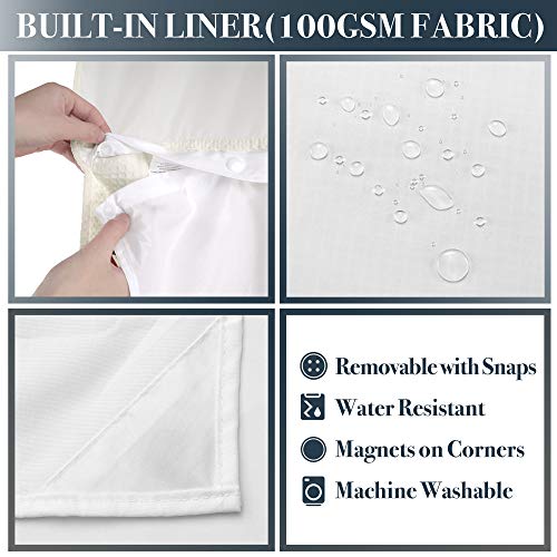 N&Y HOME Waffle Weave Shower Curtain with Snap-in Liner Set Cream, 71x72 | 12 Metal Hooks Included, Snap on/off Fabric Liner, Mesh Window, Washable, Hotel Style Cream Shower Curtain Set for Bathroom - color: Cream, size: 71"W x 72"L (Pack of 1)