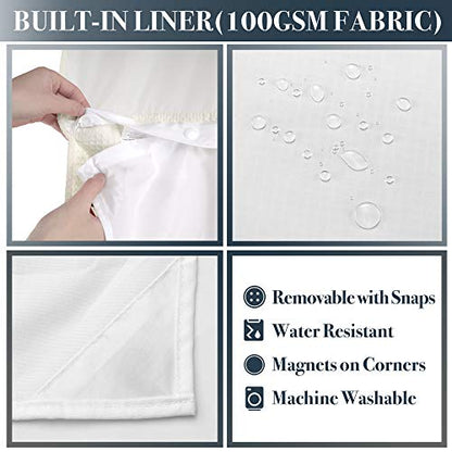 N&Y HOME Waffle Weave Shower Curtain with Snap-in Liner Set Cream, 71x72 | 12 Metal Hooks Included, Snap on/off Fabric Liner, Mesh Window, Washable, Hotel Style Cream Shower Curtain Set for Bathroom - color: Cream, size: 71"W x 72"L (Pack of 1)