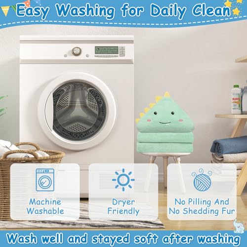 8 Pcs Baby Towel and Washcloths Set, Soft Baby Towels(Elephant & Dinosaur) | 2Pcs 32x32 in Cute Hooded Baby Towels & 6Pcs Baby Washcloths for Infant, Toddler and Kid, Baby Bath Essentials for Boy & Girl - color: Green Elephant & Dinosaur-8pcs