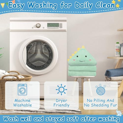 8 Pcs Baby Towel and Washcloths Set, Soft Baby Towels(Elephant & Dinosaur) | 2Pcs 32x32 in Cute Hooded Baby Towels & 6Pcs Baby Washcloths for Infant, Toddler and Kid, Baby Bath Essentials for Boy & Girl - color: Green Elephant & Dinosaur-8pcs
