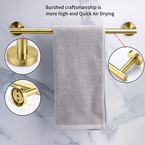 Cilee 2 Pieces Brushed Gold Bathroom Towel Bar, 24 Inch Towel Holder | Double Towel Racks, Bathroom Towel Holder, Towel Hanger for Bathroom Stainless Steel Wall Mount - color: Gold, size: 24inch