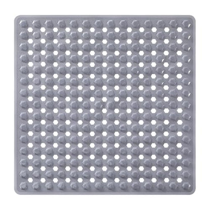 Yimobra Square Shower Floor Mat Non Slip, 21"X21" Machine Washable Bath Tub Mat, Soft on Feet, Bathmat with Drain Holes and Suction Cups, Fast Draining, Grey - color: Grey, size: 21 X 21 Inch