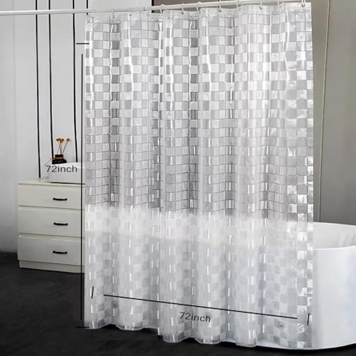 Shower Curtain Liner, 100% Waterproof Peva Shower Curtains with 3 Duty Heavy Bottom Magnets and 12 Rust Proof Grommets, 72x72 Weighted Shower Liner for Shower Stall, Bathtubs - color: 3d Square