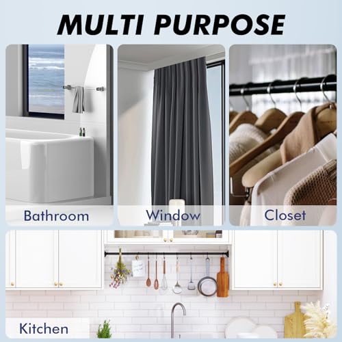 Black Shower Curtain Rod Tension 30 to 92 Inch,1 Inch Diameter Adjustable Tension Curtain Rod No Drilling,Shower Rods for Bathroom,No Rust - color: Black, size: 30" to 92"