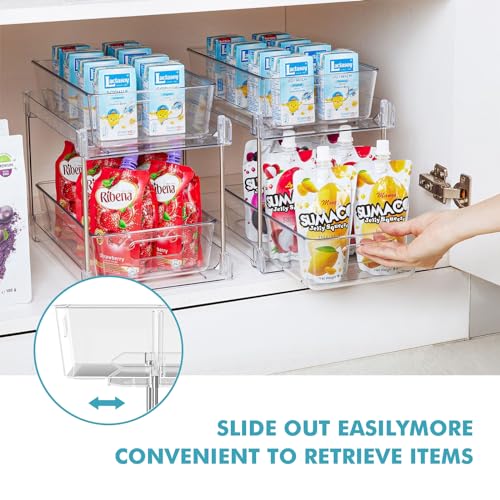 2 Pack Clear Bathroom Organizers and Storage, 2 Tier Pull Out Under Sink Cabinet Organizer Plastic Drawer Organization and Storage for Bathroom and Kitchen - size: 2 PACK