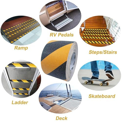 PVC Antislip Floor Tape Strips Roll with Adhesive Backing for Enhances Safety Stair Step Bathroom and Kitchen Waterproof - color: Dark