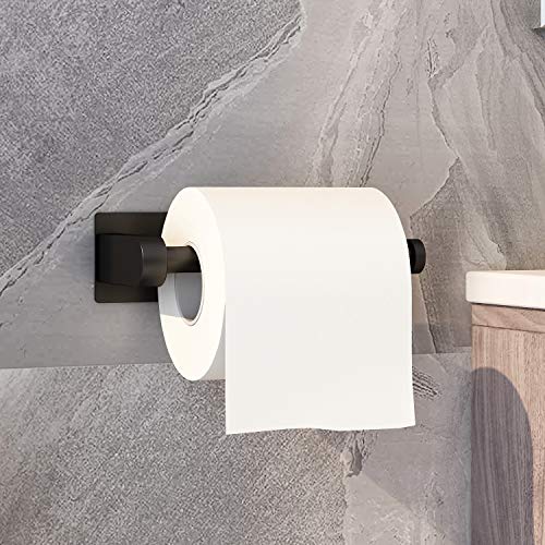 VAEHOLD Self Adhesive Toilet Paper Holder Kitchen Washroom Adhesive Toilet Roll Holder No Drilling for Bathroom Stick on Wall Stainless Steel Brushed Black - size: Simple Black