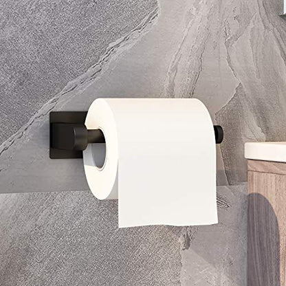 VAEHOLD Self Adhesive Toilet Paper Holder Kitchen Washroom Adhesive Toilet Roll Holder No Drilling for Bathroom Stick on Wall Stainless Steel Brushed Black - size: Simple Black