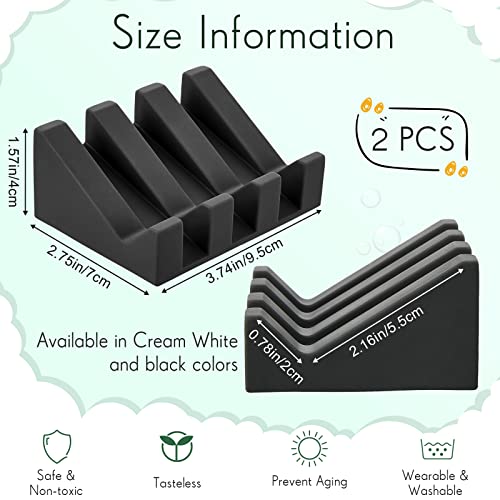 2 Pieces Silicone Soap Dish Self Draining Soap Dish Shower Waterfall Bar Soap Holder Tray with Drain Soap Saver for Kitchen Bathroom Accessories (Black,Cream White) - color: Black, Cream White